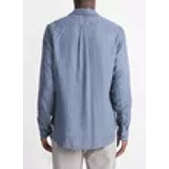 Vince Long Sleeve Blue Button Down Shirt Heather Coastal 100% Cotton Retail $228 - Picture 3 of 13